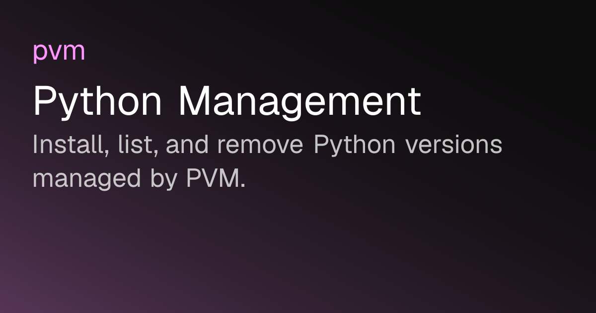 Python Management · pvm